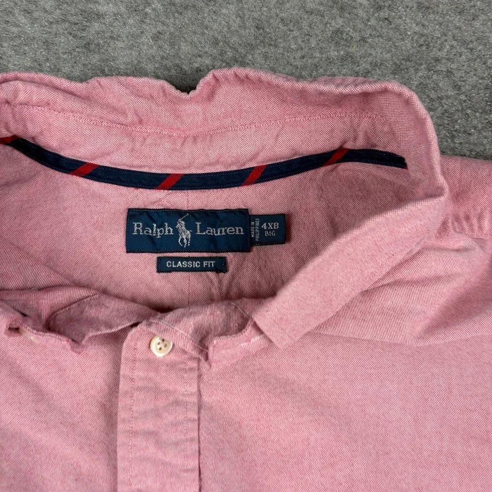 Ralph Lauren Button Down Mens 4XB Pink Classic Fit Long Sleeve Oxford Flesh Pony